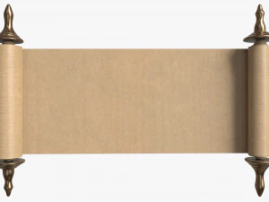 Ancient Scroll With Metal Rods blank 02 3D Model