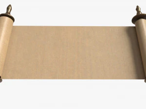 Ancient Scroll With Metal Rods blank 02 3D Model