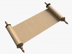Ancient Scroll With Metal Rods blank 02 3D Model
