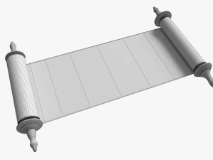 Ancient Scroll With Metal Rods blank 02 3D Model