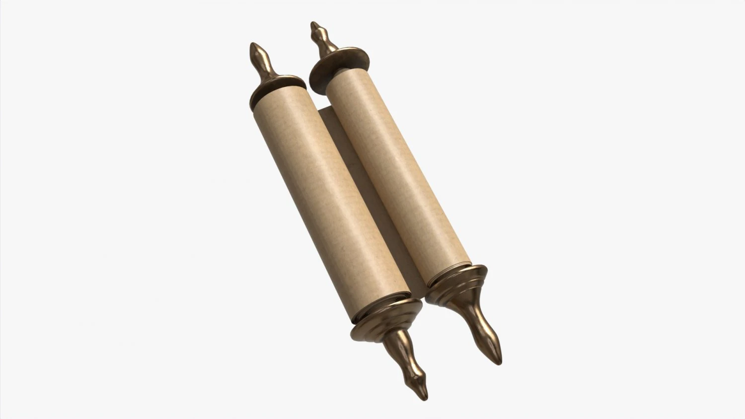Ancient Scroll With Metal Rods blank 03 3D Model .c4d .max .obj .3ds .fbx .stl .blend 