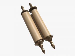 Ancient Scroll With Metal Rods blank 03 Model 3D