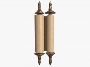 Ancient Scroll With Metal Rods blank 03 3D Model