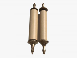 Ancient Scroll With Metal Rods blank 03 3D Model