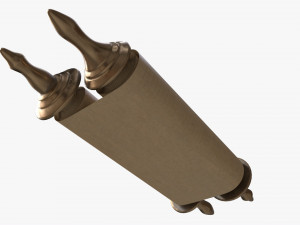 Ancient Scroll With Metal Rods blank 03 Modèle 3D
