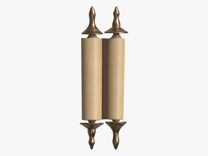 Ancient Scroll With Metal Rods blank 03 3D Model