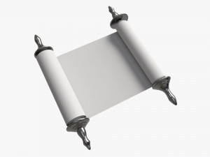 Ancient Scroll With Metal Rods clean 01 Model 3D