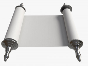Ancient Scroll With Metal Rods clean 01 Modèle 3D