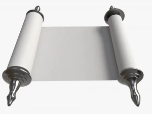 Ancient Scroll With Metal Rods clean 01 3D Model
