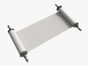Ancient Scroll With Metal Rods clean 02 Model 3D