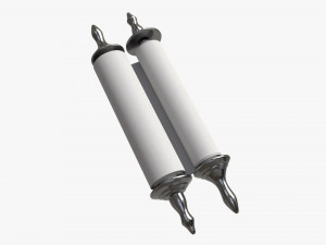 Ancient Scroll With Metal Rods clean 03 Model 3D