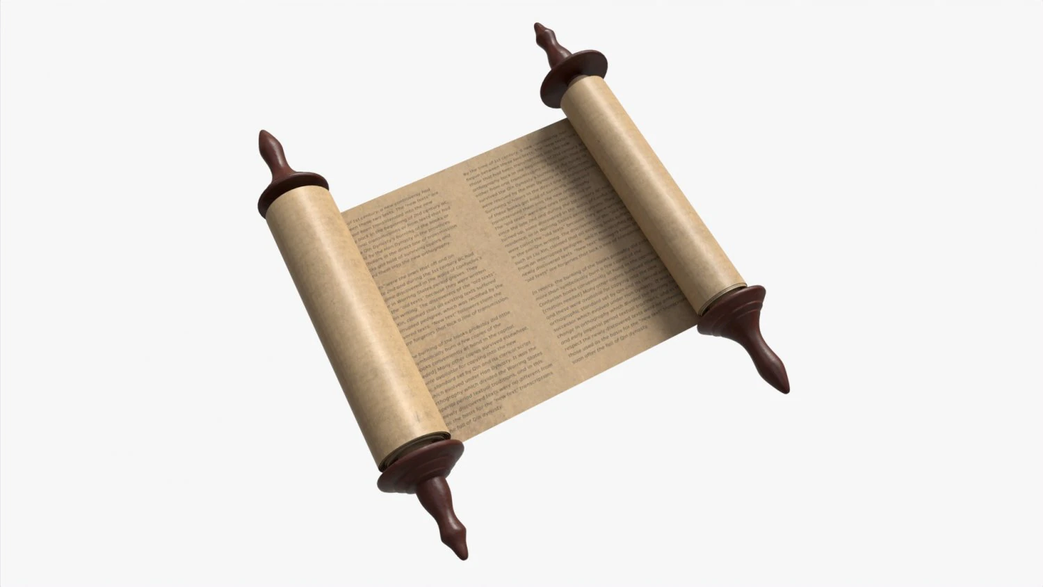 Ancient Scroll With Wooden Rods Old text 01 3D Model .c4d .max .obj .3ds .fbx .stl .blend