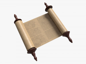 Ancient Scroll With Wooden Rods Old text 01 Model 3D