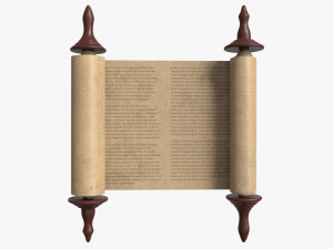 Ancient Scroll With Wooden Rods Old text 01 Modelo 3D