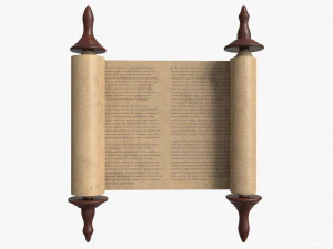 Ancient Scroll With Wooden Rods Old text 01 3D Model