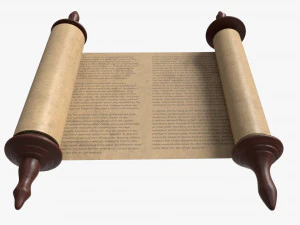 Ancient Scroll With Wooden Rods Old text 01 3D Model
