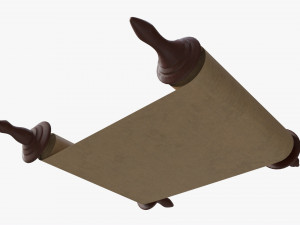 Ancient Scroll With Wooden Rods Old text 01 Modelo 3D