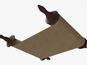 Ancient Scroll With Wooden Rods Old text 01 3D Model