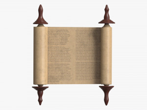Ancient Scroll With Wooden Rods Old text 01 Modelo 3D