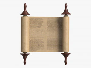 Ancient Scroll With Wooden Rods Old text 01 3D Model