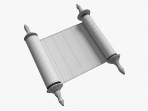 Ancient Scroll With Wooden Rods Old text 01 3D Model