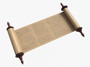 Ancient Scroll With Wooden Rods Old text 02 Model 3D
