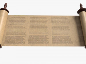Ancient Scroll With Wooden Rods Old text 02 Modelo 3D