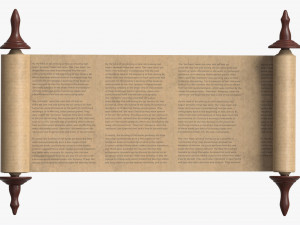 Ancient Scroll With Wooden Rods Old text 02 Modelo 3D