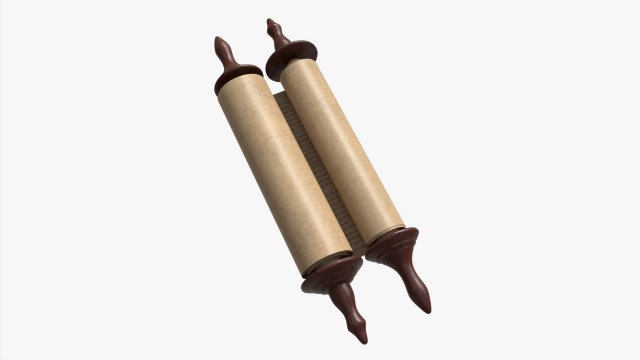 Ancient Scroll With Wooden Rods Old text 03 3D मॉडल .c4d .max .obj .3ds .fbx .stl .blend 