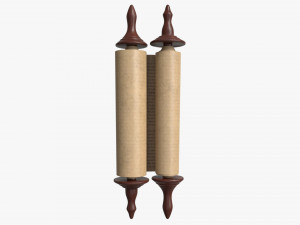 Ancient Scroll With Wooden Rods Old text 03 3D मॉडल