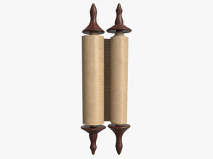 Ancient Scroll With Wooden Rods Old text 03 3D Model