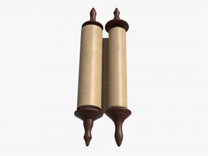 Ancient Scroll With Wooden Rods Old text 03 3D मॉडल