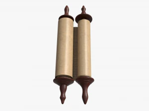 Ancient Scroll With Wooden Rods Old text 03 3D Model