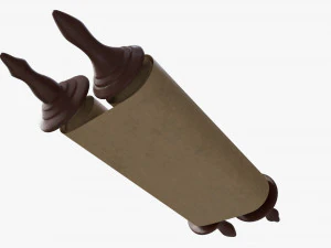Ancient Scroll With Wooden Rods Old text 03 3D Model