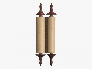 Ancient Scroll With Wooden Rods Old text 03 3D मॉडल