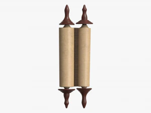 Ancient Scroll With Wooden Rods Old text 03 3D Model