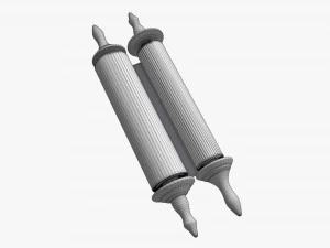 Ancient Scroll With Wooden Rods Old text 03 3D Model