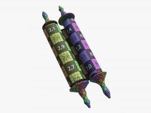 Ancient Scroll With Wooden Rods Old text 03 3D Model