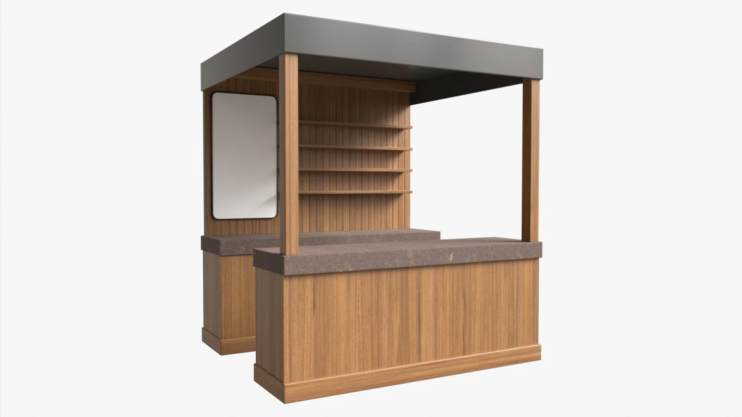 Booth Stand Kiosk with Roof 01 3D Model .c4d .max .obj .3ds .fbx .stl .blend