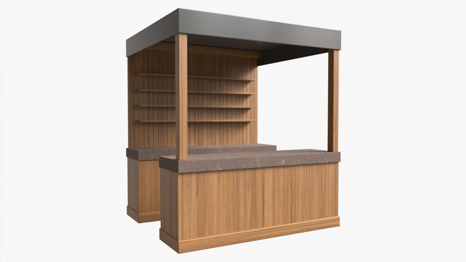 Booth Stand Kiosk with Roof 02 3D Model .c4d .max .obj .3ds .fbx .stl .blend 