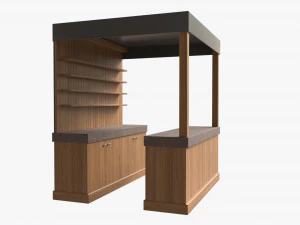 Booth Stand Kiosk with Roof 02 3D Model