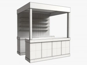 Booth Stand Kiosk with Roof 02 3D Model