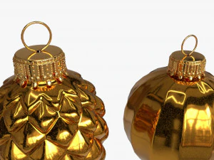 Christmas Tree Balls Set Gold Glossy 3D Model
