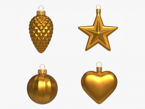 Christmas Tree Balls Set Gold Matte 3D Model