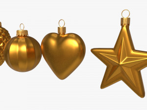 Christmas Tree Balls Set Gold Matte Modèle 3D