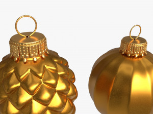 Christmas Tree Balls Set Gold Matte Modèle 3D
