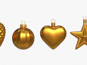Christmas Tree Balls Set Gold Matte Modèle 3D