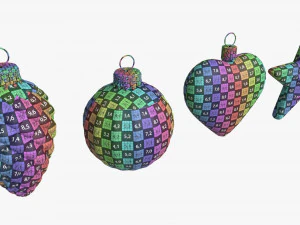 Christbaumkugeln Set Gold Matt 3D Modell