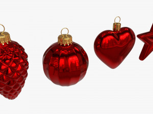 Christmas Tree Balls Set Red Glossy 3D Model