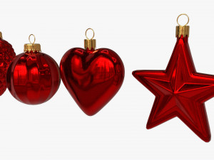 Christmas Tree Balls Set Red Glossy 3D Model